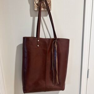 Cannon Brown Leather Tote Bag with fringe